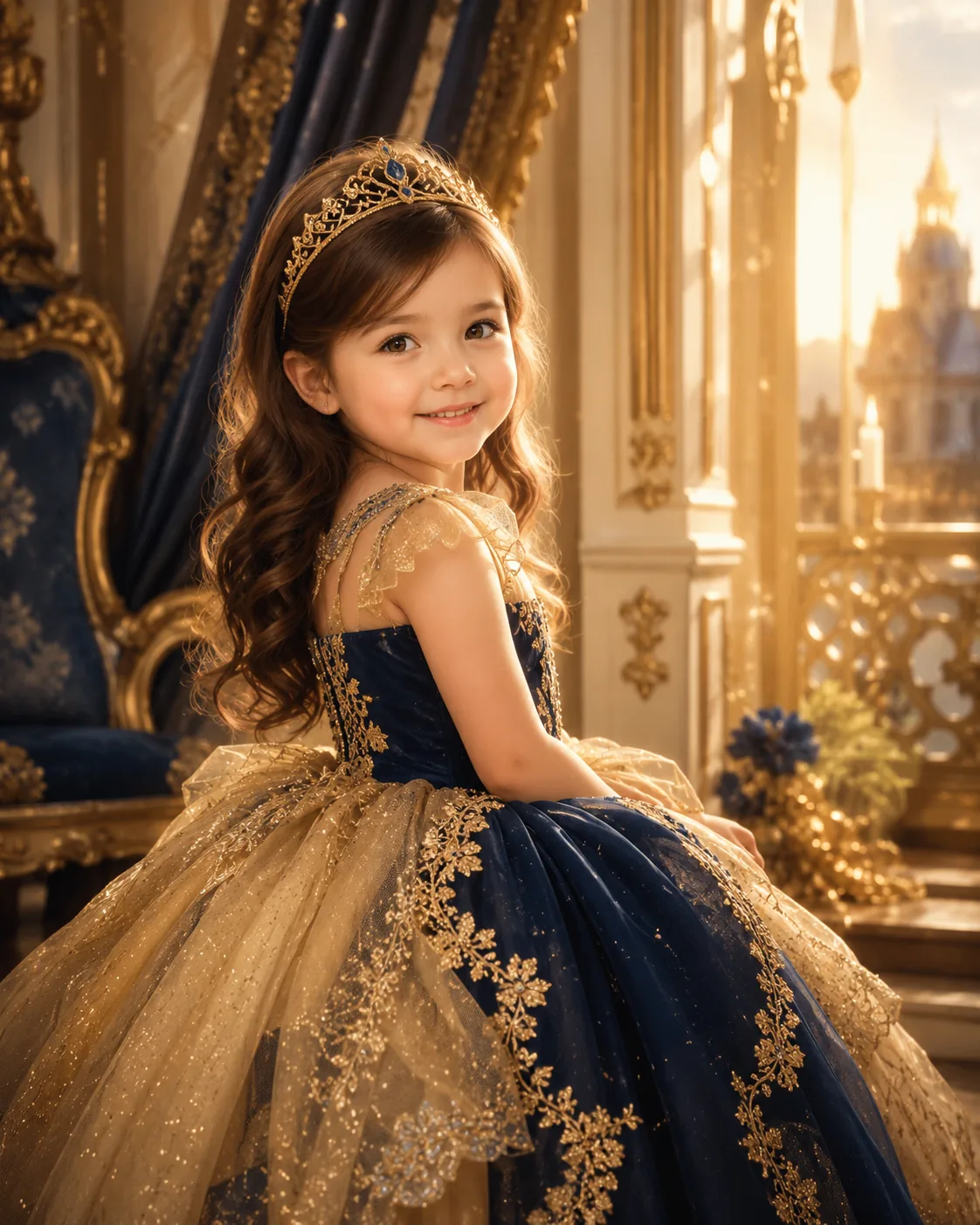 Portrait personnalisé d’une enfant dans un univers de princesse