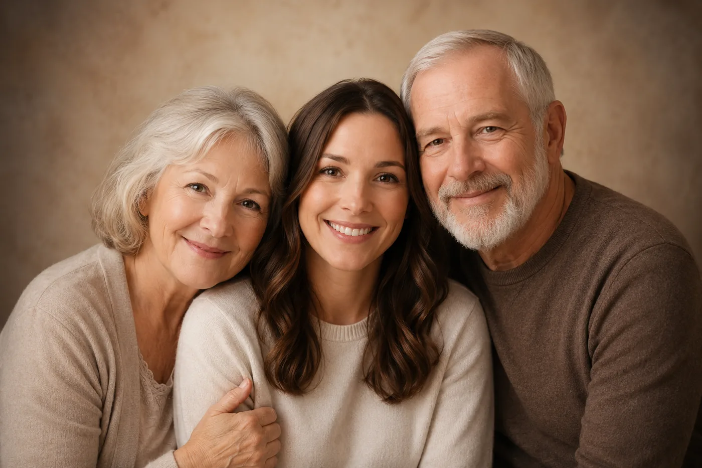 Famille réunie dans une composition photo personnalisée